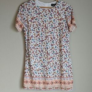 Lulu's White Paisley Floral Short Sleeve Dress